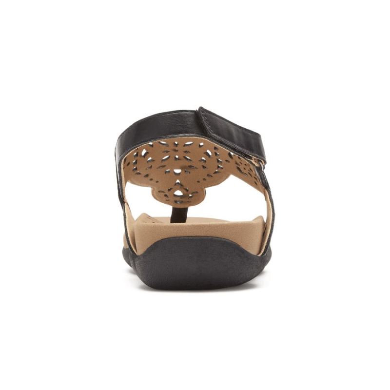 ROCKPORT - RIDGE CIRCLE CUTOUT THONG SANDAL-BLACK