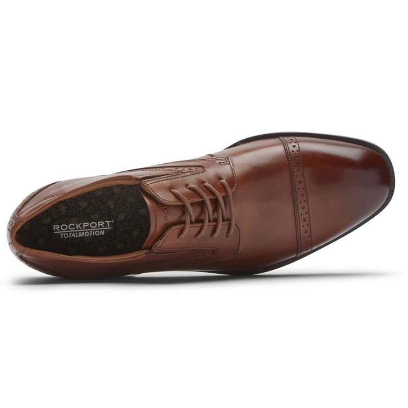 ROCKPORT - MEN'S TOTAL MOTION OFFICE CAP TOE OXFORD-BRITISH TAN