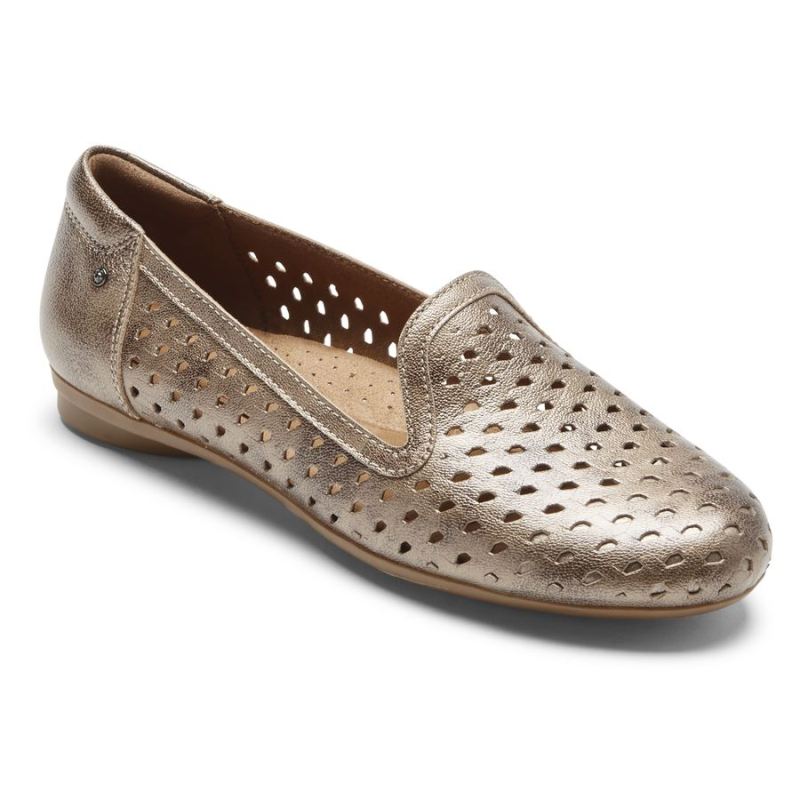 ROCKPORT - WOMEN'S COBB HILL MAIIKA WOVEN SLIP-ON-METALLIC LEATHER