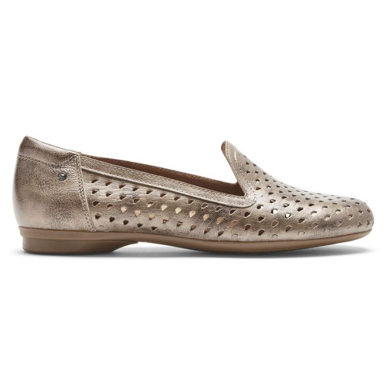 ROCKPORT - WOMEN'S COBB HILL MAIIKA WOVEN SLIP-ON-METALLIC LEATHER