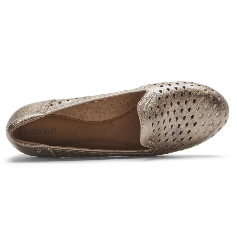 ROCKPORT - WOMEN'S COBB HILL MAIIKA WOVEN SLIP-ON-METALLIC LEATHER