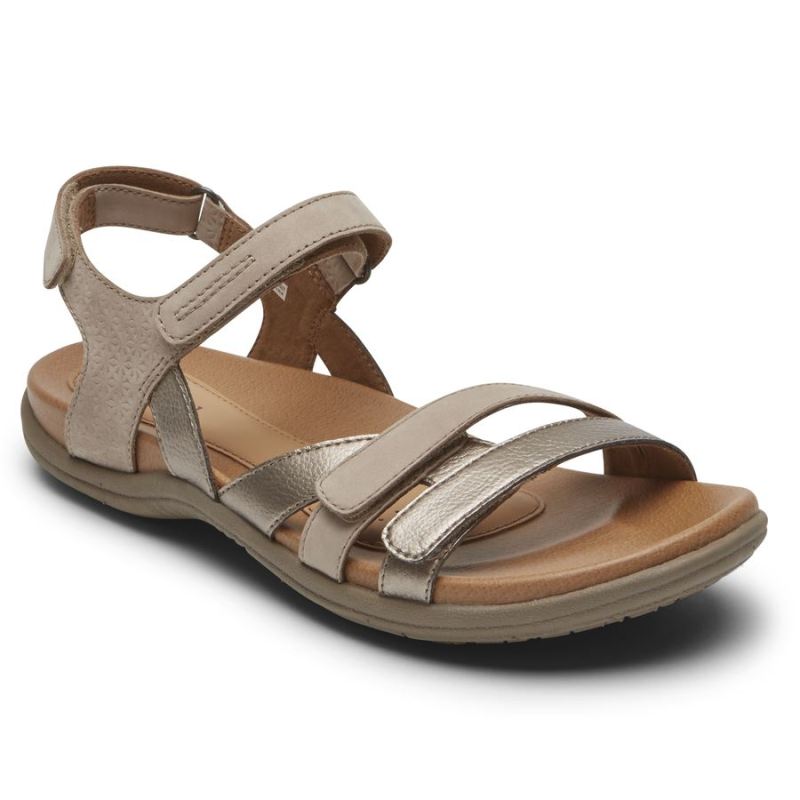 ROCKPORT - WOMEN'S COBB HILL RUBEY 3-STRAP SANDAL-TAUPE
