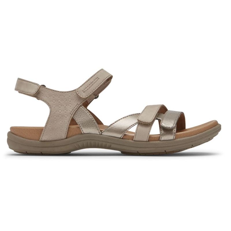 ROCKPORT - WOMEN'S COBB HILL RUBEY 3-STRAP SANDAL-TAUPE