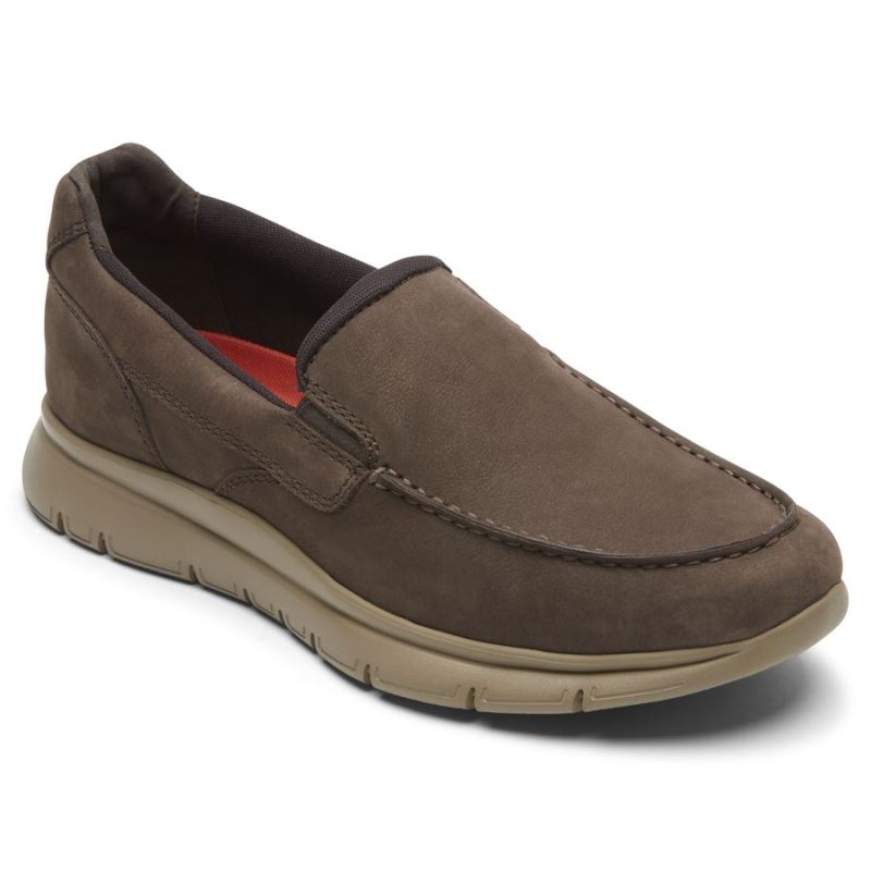 ROCKPORT - MEN'S PRIMETIME MOC SLIP-ON-JAVA NUBUCK