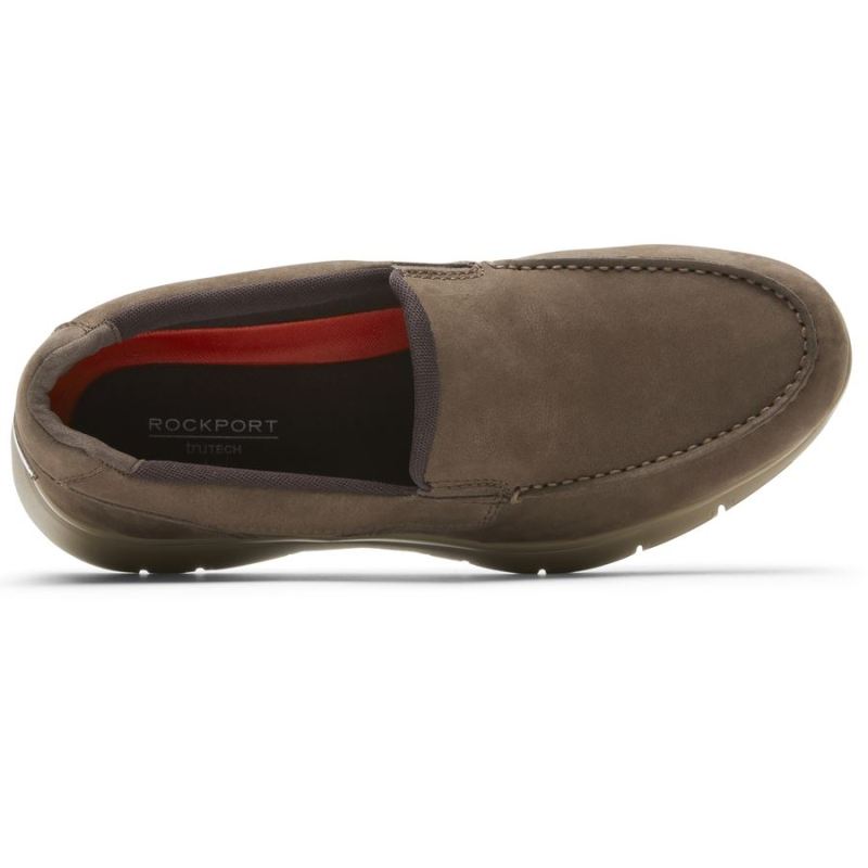 ROCKPORT - MEN'S PRIMETIME MOC SLIP-ON-JAVA NUBUCK