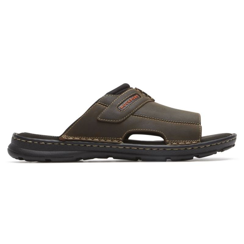 ROCKPORT - MEN'S DARWYN 2 SLIDE SANDAL-BROWN II LEA