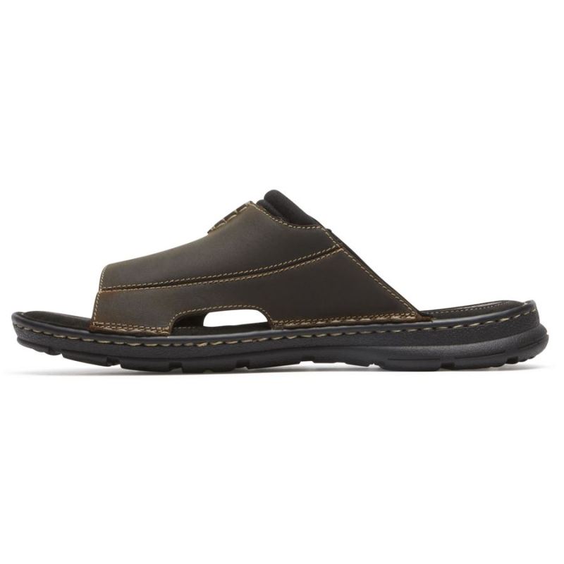 ROCKPORT - MEN'S DARWYN 2 SLIDE SANDAL-BROWN II LEA