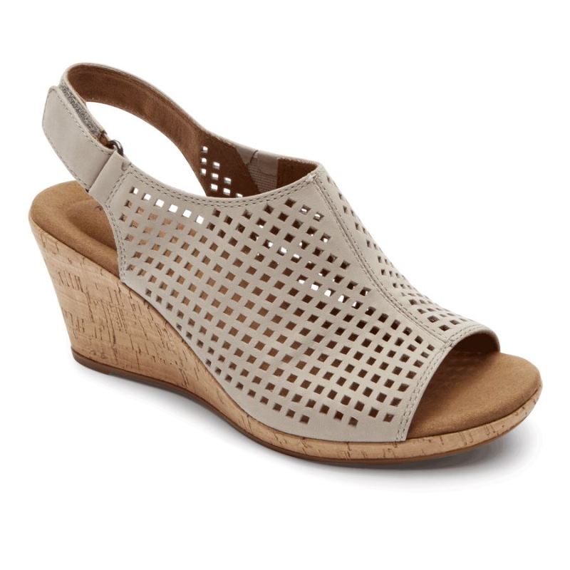 ROCKPORT - WOMEN'S BRIAH PERF SLING SANDAL-TAUPE LEATHER