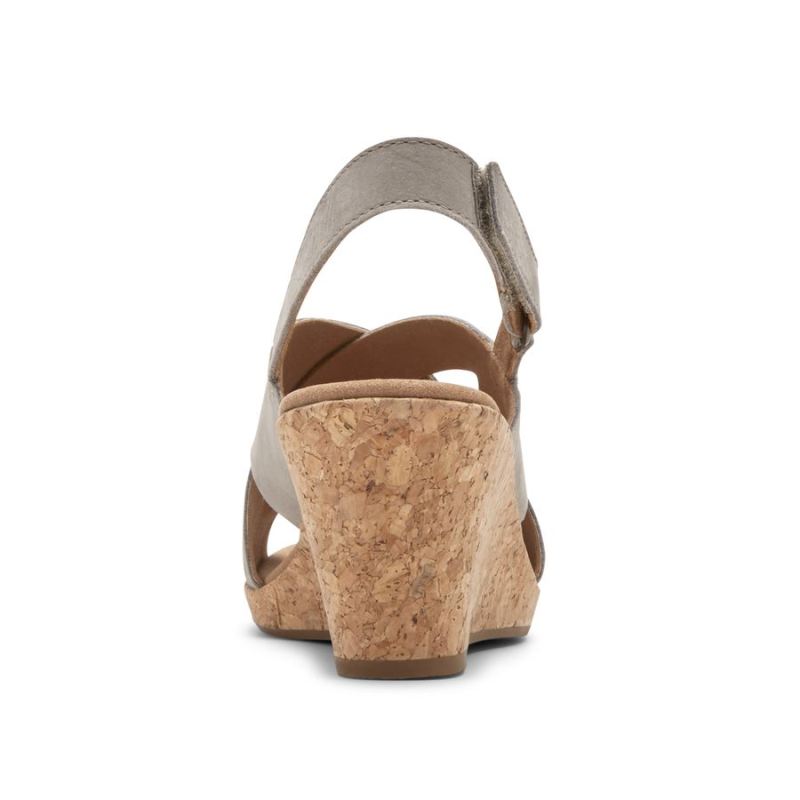 ROCKPORT - WOMEN'S BRIAH SLOT SLINGBACK SANDAL-DOVE NUBUCK