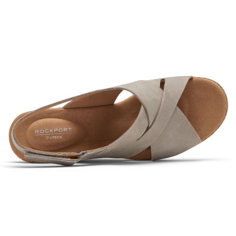 ROCKPORT - WOMEN'S BRIAH SLOT SLINGBACK SANDAL-DOVE NUBUCK