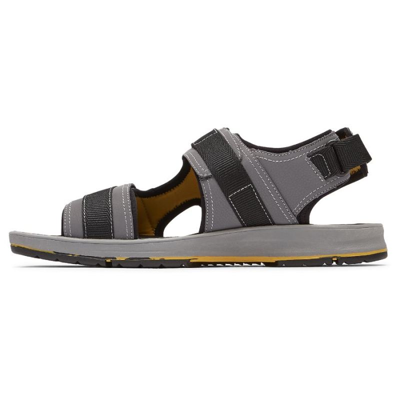 ROCKPORT - MEN'S LUCKY BAY SPORT 3 STRAP SANDAL-GREY