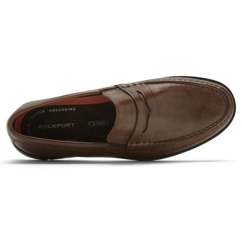 ROCKPORT - MEN'S PALMER PENNY LOAFER-COGNAC ANTIQUE