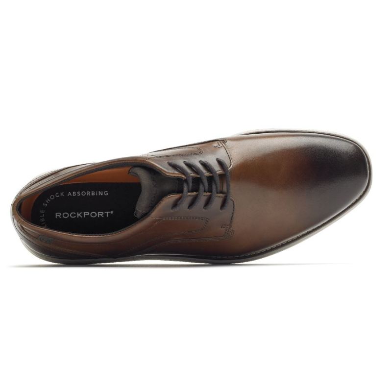 ROCKPORT - MEN'S GARETT PLAIN TOE OXFORD-COGNAC