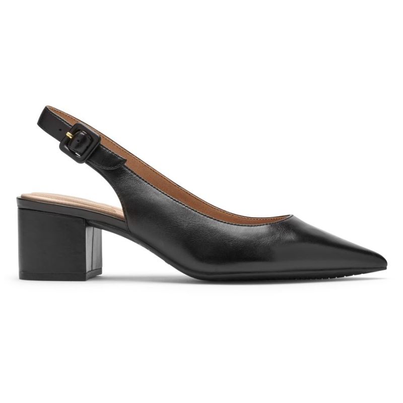 ROCKPORT - WOMEN'S TOTAL MOTION NOELLE SLINGBACK HEEL-BLACK LEATHER