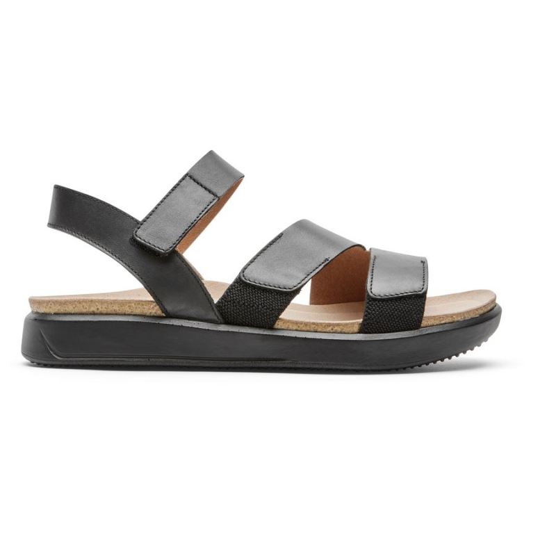 ROCKPORT - WOMEN'S KELLS BAY 3-STRAP SANDAL-BLACK