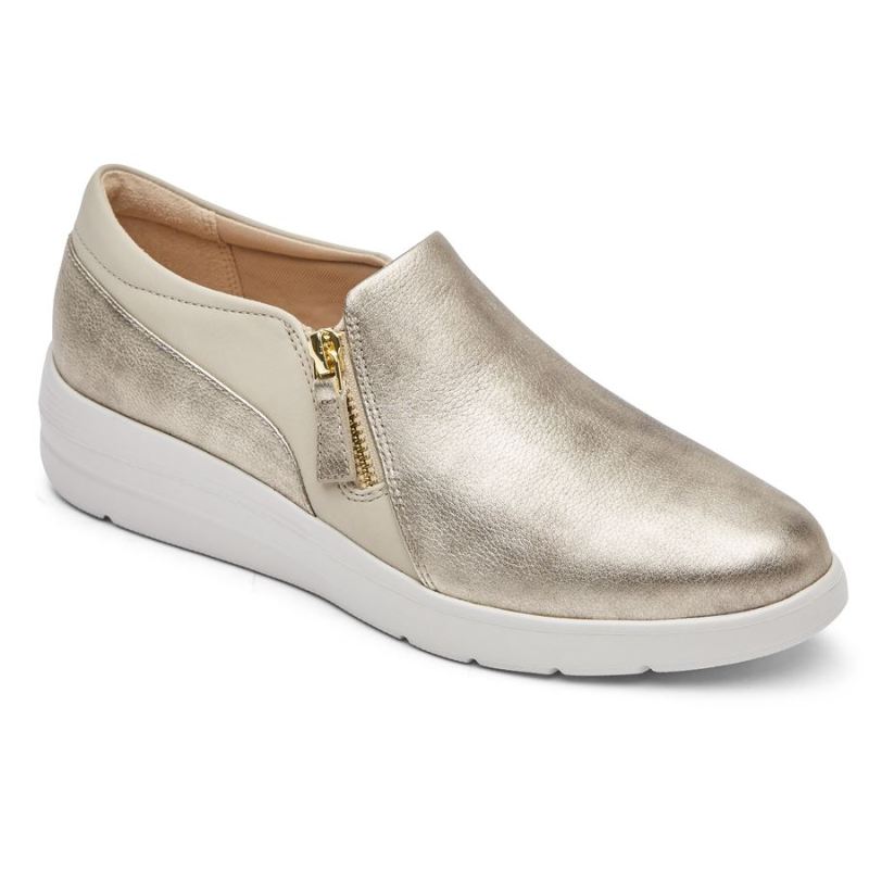 ROCKPORT - WOMEN'S TOTAL MOTION LILLIE SIDE ZIP SNEAKER-STARLIGHT