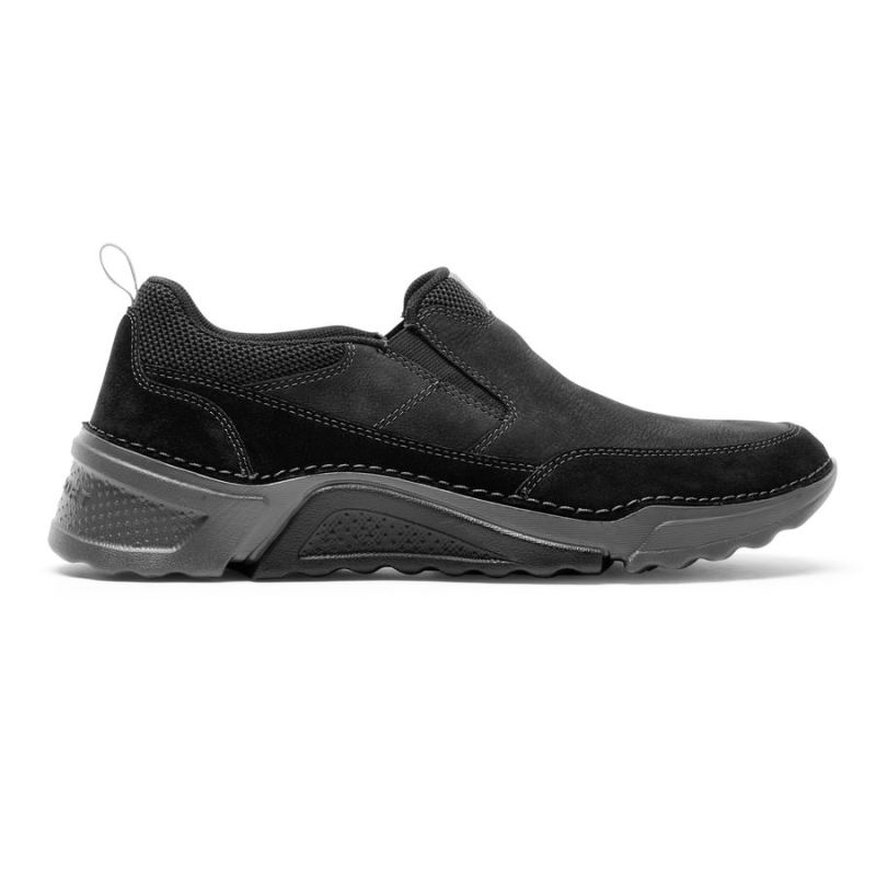 ROCKPORT - MEN'S ROCSPORTS SLIP-ON-BLACK LEATHER/NUBUCK