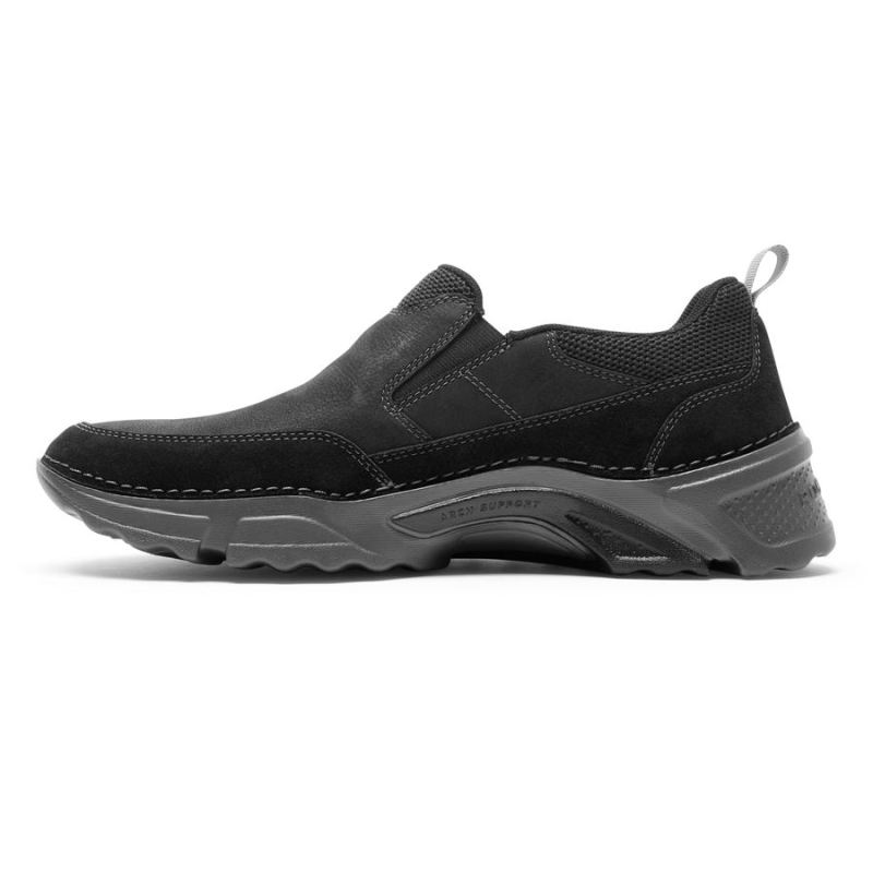 ROCKPORT - MEN'S ROCSPORTS SLIP-ON-BLACK LEATHER/NUBUCK