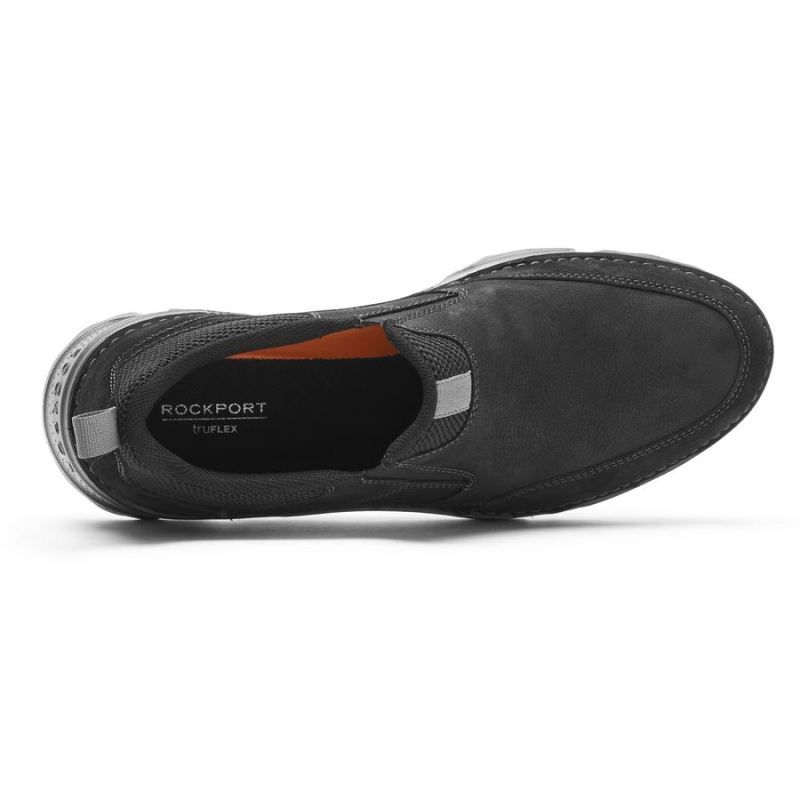 ROCKPORT - MEN'S ROCSPORTS SLIP-ON-BLACK LEATHER/NUBUCK