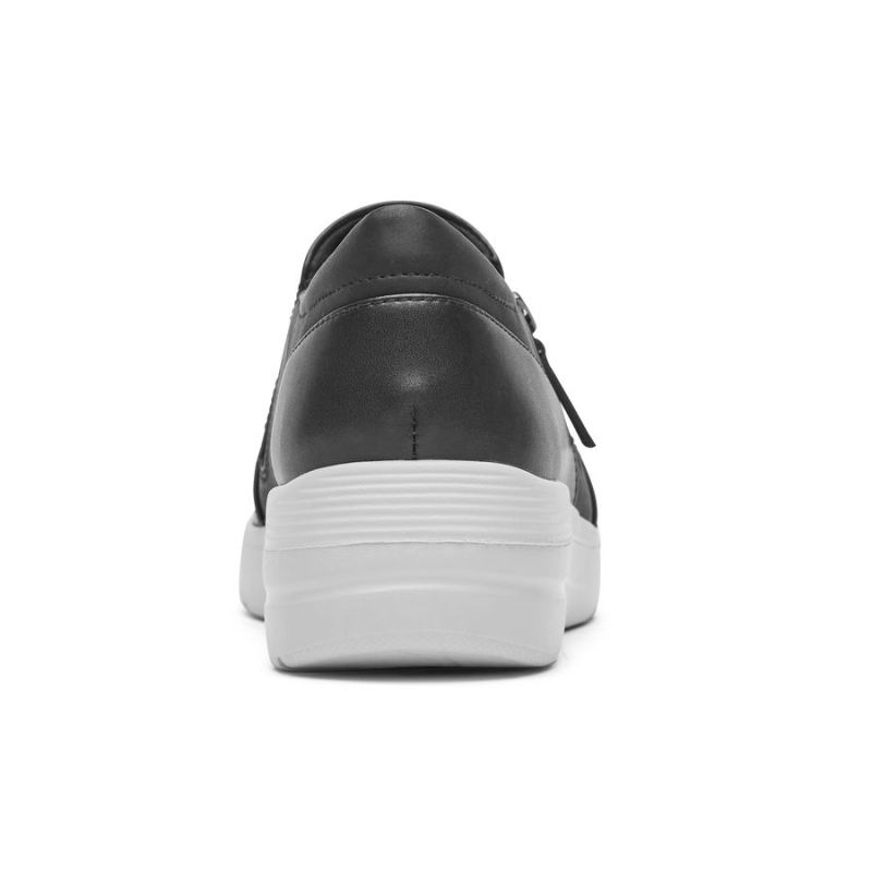 ROCKPORT - WOMEN'S TOTAL MOTION LILLIE SIDE ZIP SNEAKER-BLACK