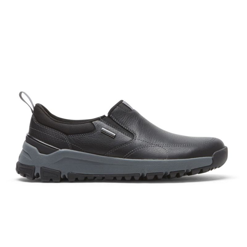 ROCKPORT - MEN'S GLASTONBURY SLIP-ON-WATERPROOF-BLACK LEATHER/SUEDE