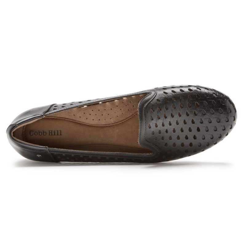 ROCKPORT - WOMEN'S COBB HILL MAIIKA WOVEN SLIP-ON-BLACK LEATHER