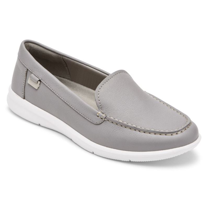 ROCKPORT - WOMEN'S AYVA WASHABLE LOAFER-HEATHER GREY WASHABLE LEATHER