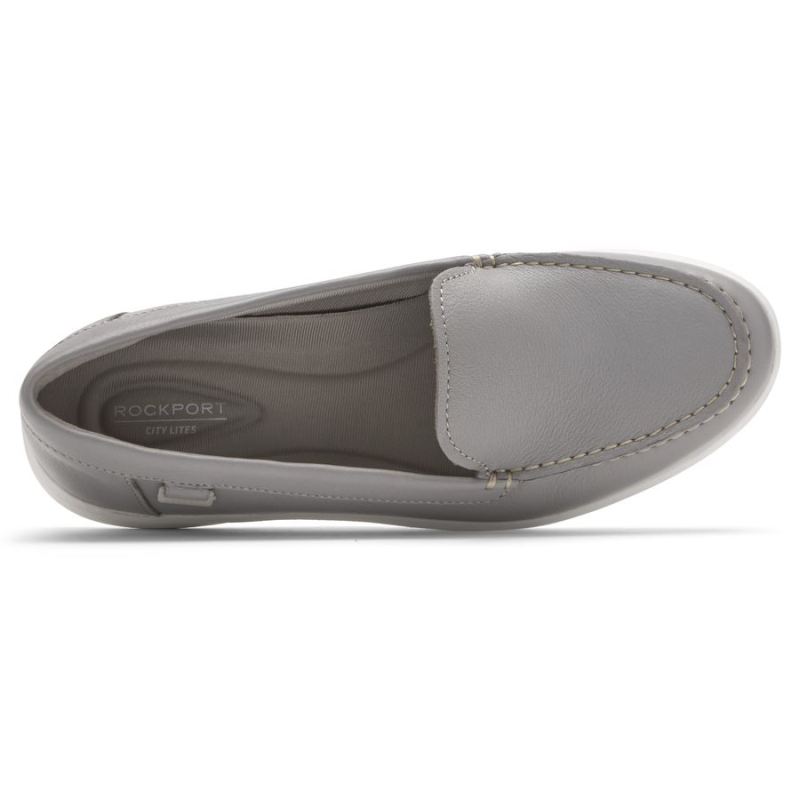 ROCKPORT - WOMEN'S AYVA WASHABLE LOAFER-HEATHER GREY WASHABLE LEATHER