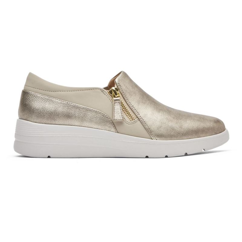 ROCKPORT - WOMEN'S TOTAL MOTION LILLIE SIDE ZIP SNEAKER-STARLIGHT