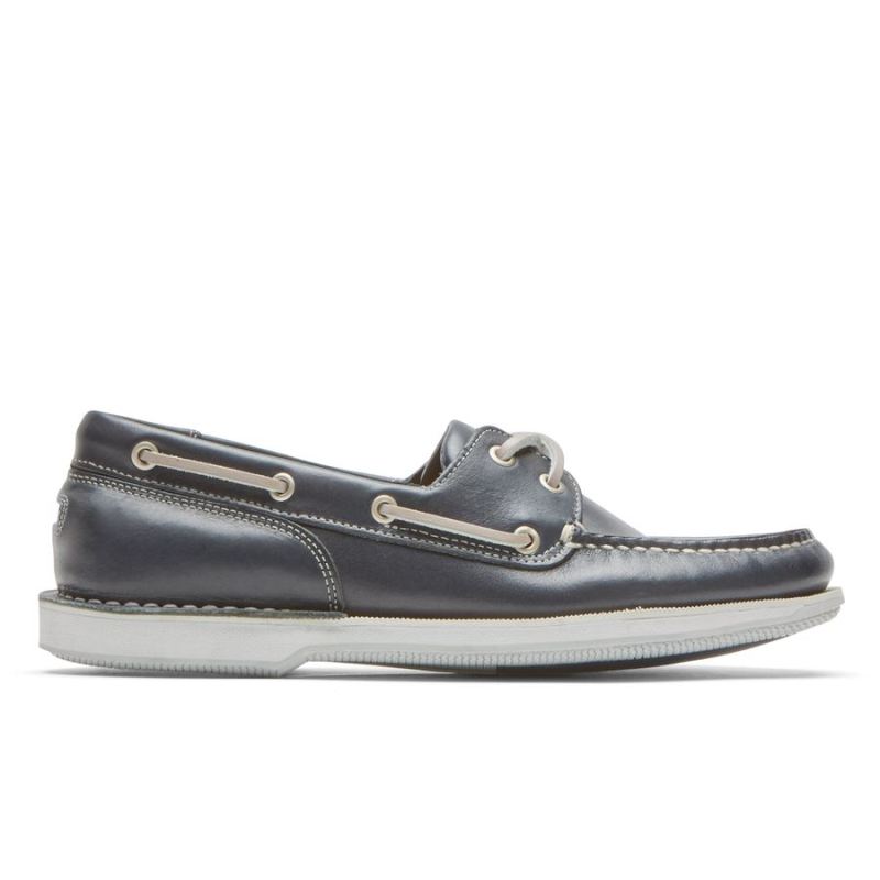 ROCKPORT - MEN'S PERTH BOAT SHOE-NAVY LEATHER