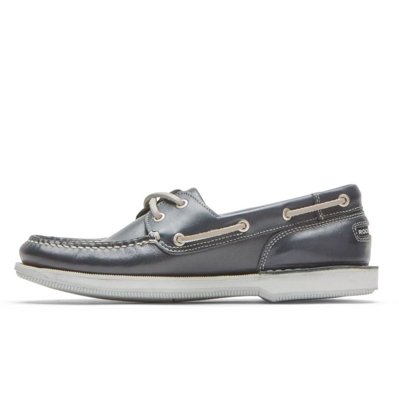 ROCKPORT - MEN'S PERTH BOAT SHOE-NAVY LEATHER