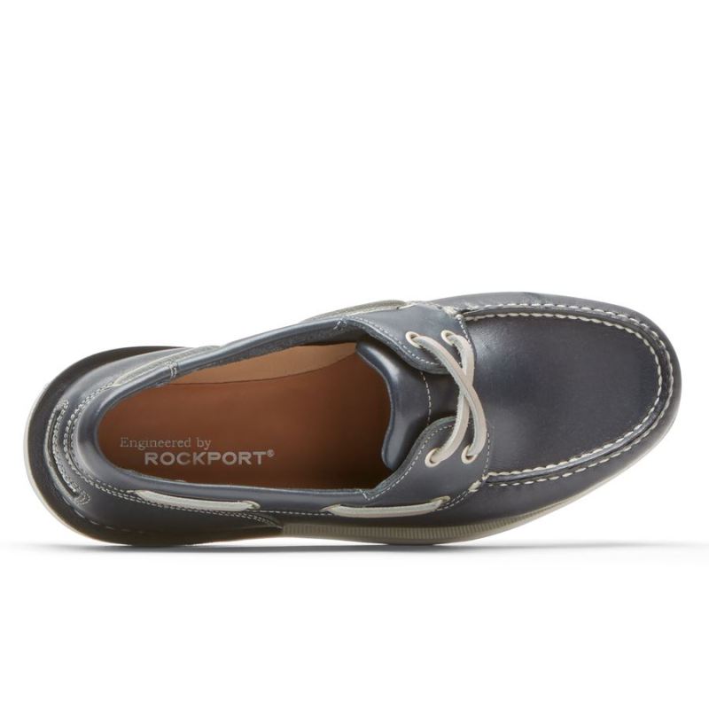 ROCKPORT - MEN'S PERTH BOAT SHOE-NAVY LEATHER