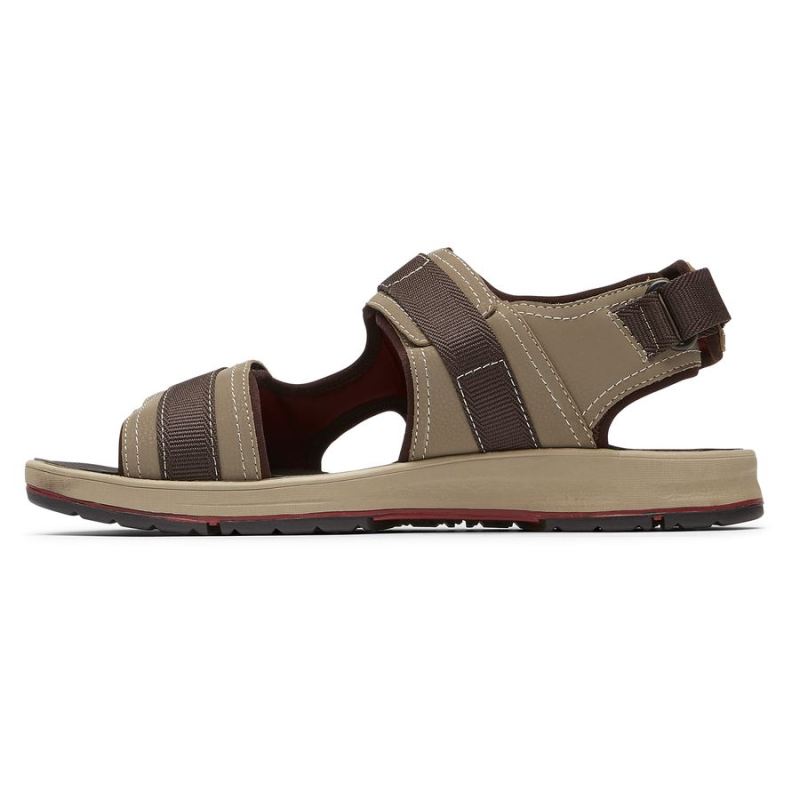 ROCKPORT - MEN'S LUCKY BAY SPORT 3 STRAP SANDAL-TAN