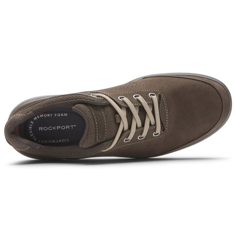 ROCKPORT - MEN'S ZADEN OXFORD SNEAKER-JAVA EMBOSSED NUBUCK SUEDE