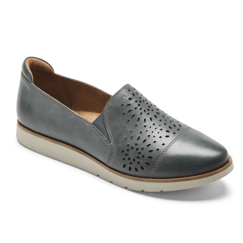 ROCKPORT - WOMEN'S COBB HILL LACI TWIN-GORE SLIP-ON-TEAL LEATHER