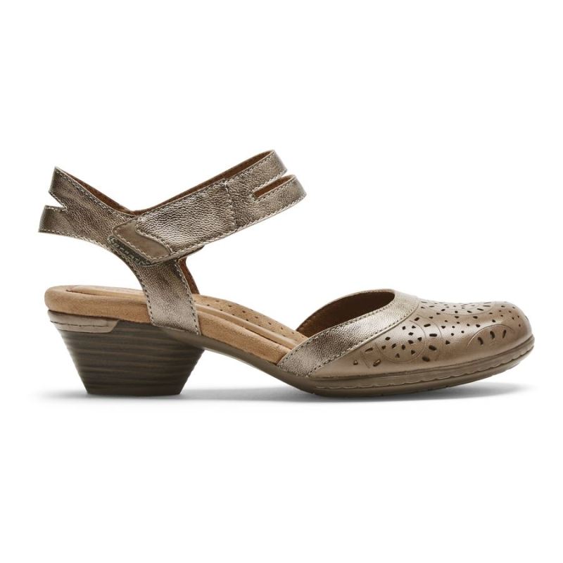 ROCKPORT - WOMEN'S COBB HILL LAUREL PERFORATED MARY JANE-TAUPE