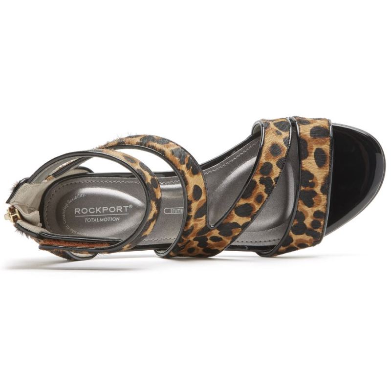 ROCKPORT - TOTAL MOTION ZANDRA STRAPPY SANDAL-TAN LEOPARD