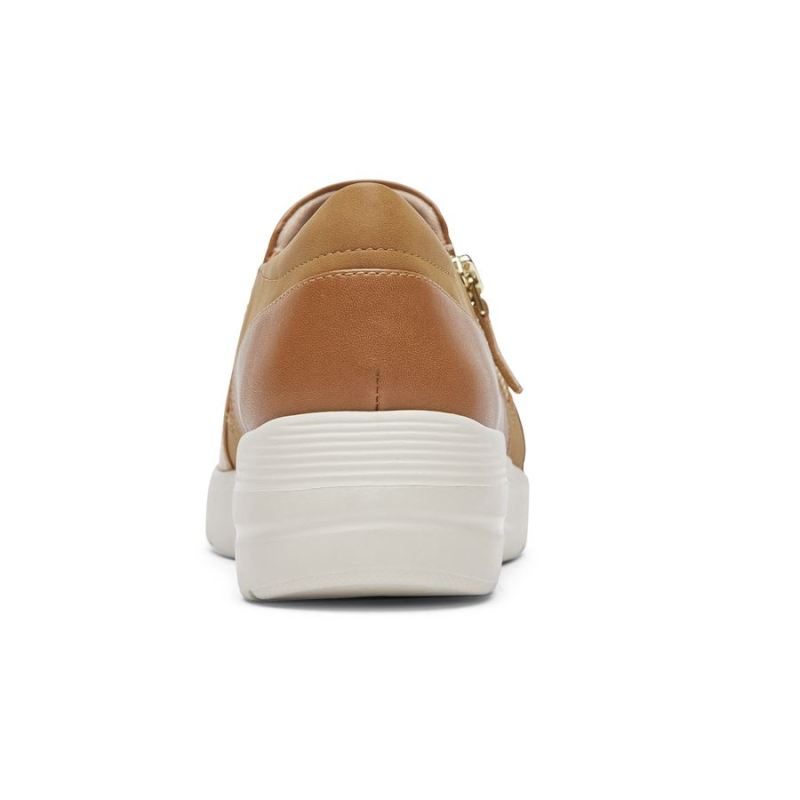 ROCKPORT - WOMEN'S TOTAL MOTION LILLIE SIDE ZIP SNEAKER-HONEY