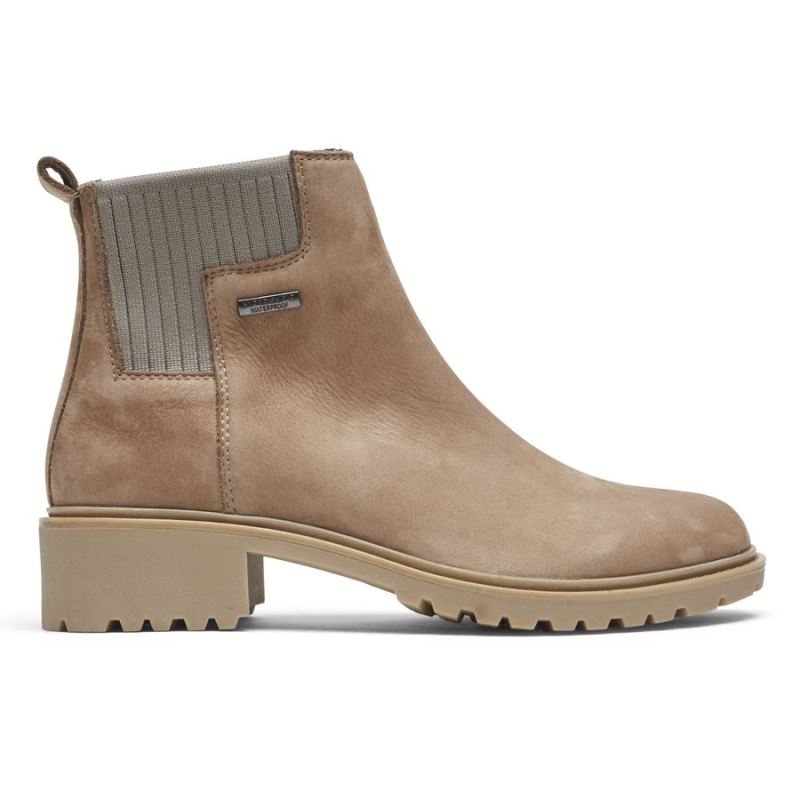 ROCKPORT - WOMEN'S RYLEIGH CHELSEA BOOT-WATERPROOF-TAUPE