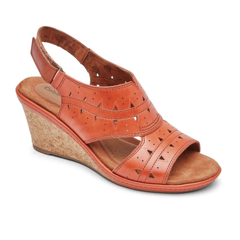 ROCKPORT - WOMEN'S COBB HILL JANNA PERFORATED SLINGBACK-RUSSET