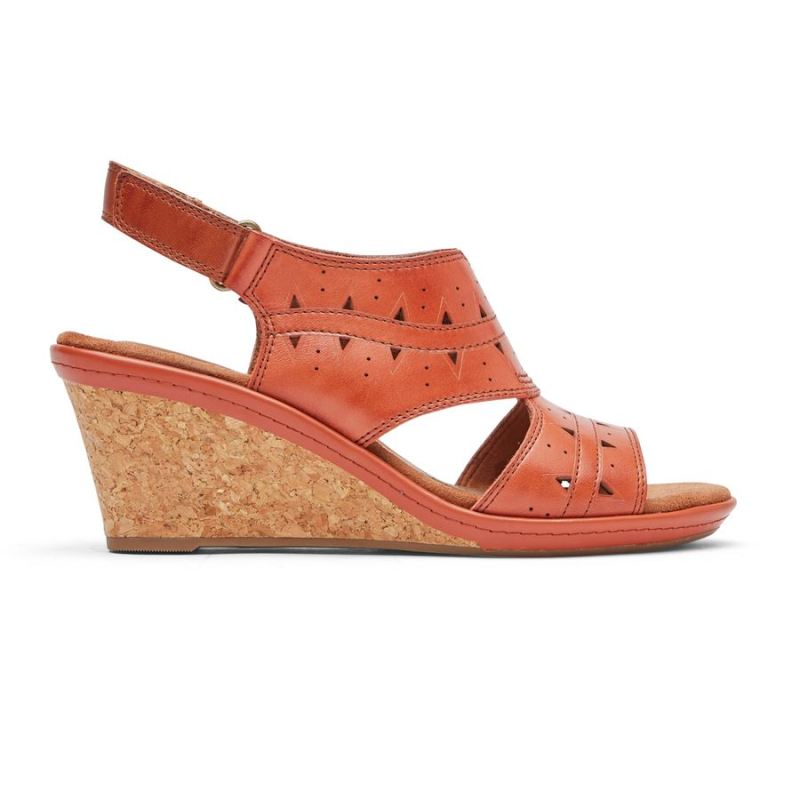 ROCKPORT - WOMEN'S COBB HILL JANNA PERFORATED SLINGBACK-RUSSET