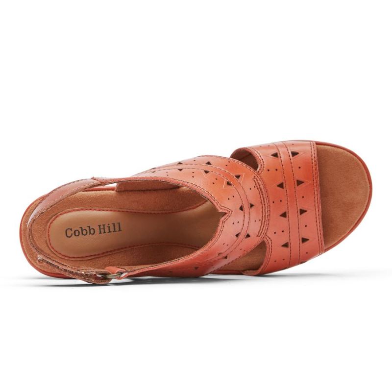 ROCKPORT - WOMEN'S COBB HILL JANNA PERFORATED SLINGBACK-RUSSET