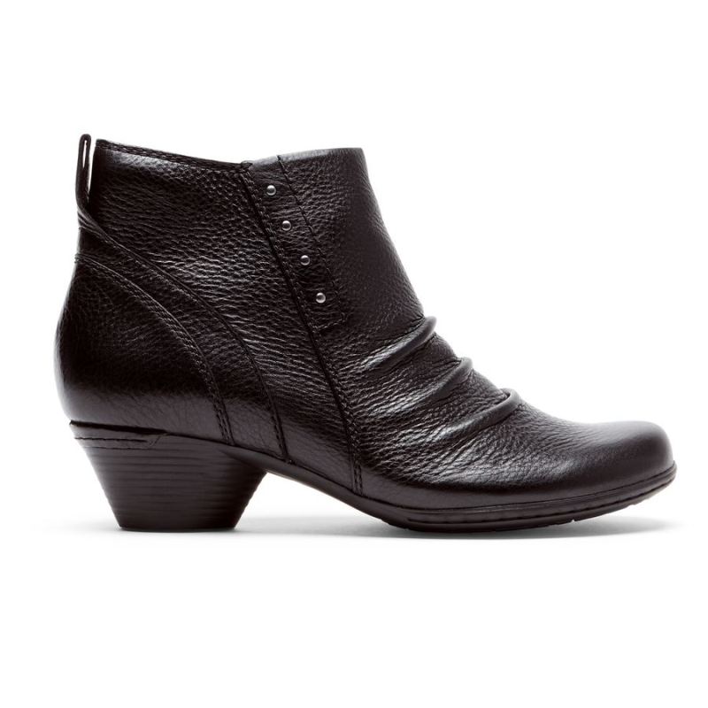 ROCKPORT - WOMEN'S COBB HILL LAUREL RIVETED BOOTIE-BLACK LEATHER