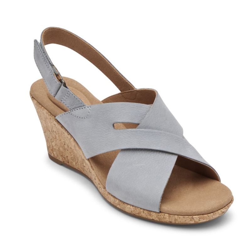 ROCKPORT - WOMEN'S BRIAH SLOT SLINGBACK SANDAL-BLUE CHAMBRAY