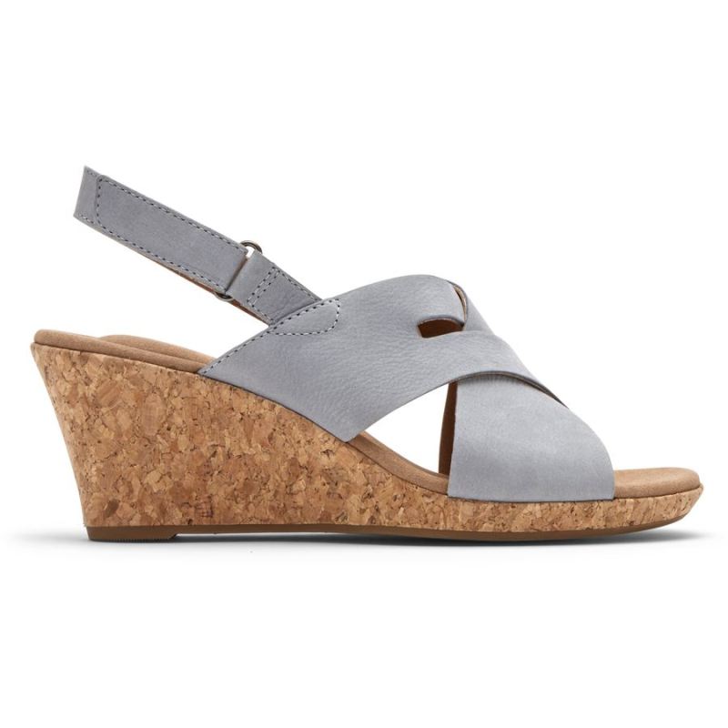 ROCKPORT - WOMEN'S BRIAH SLOT SLINGBACK SANDAL-BLUE CHAMBRAY