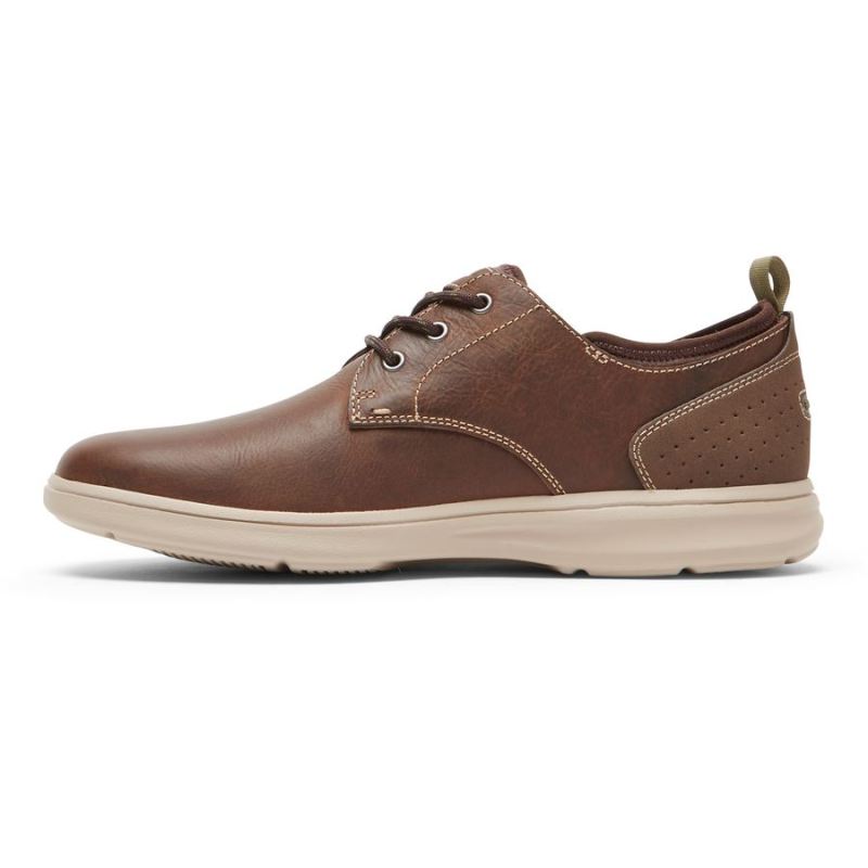 ROCKPORT - MEN'S BECKWITH PLAIN TOE OXFORD-SUDAN BROWN LEA/JAVA SDE