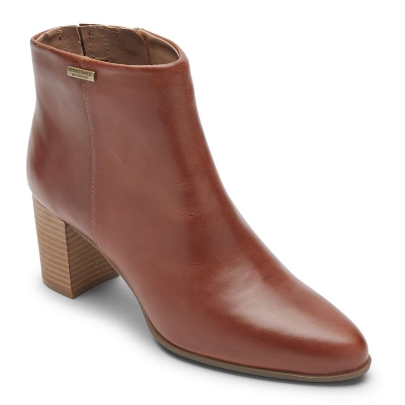 ROCKPORT - WOMEN'S CAMDYN BOOTIE-TAN LEATHER WATERPROOF