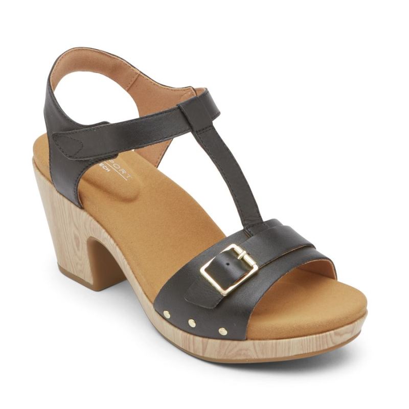 ROCKPORT - WOMEN'S VIVIANNE T-STRAP SANDAL-BLACK