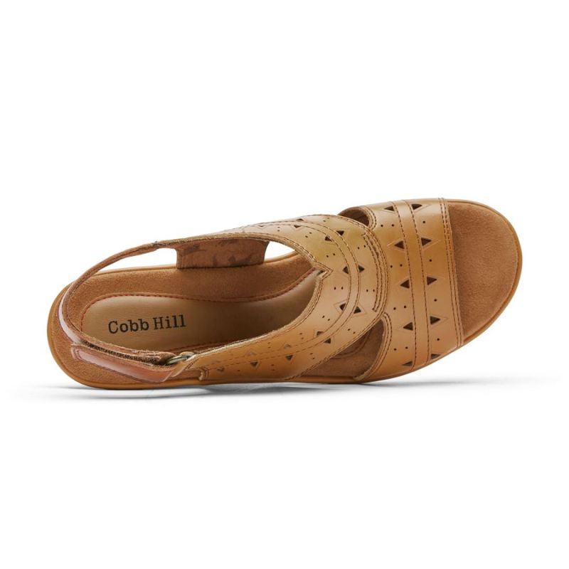 ROCKPORT - WOMEN'S COBB HILL JANNA PERFORATED SLINGBACK-TAN