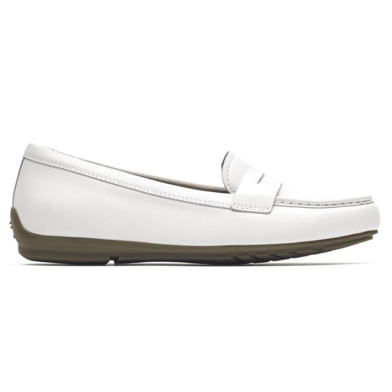 ROCKPORT - WOMEN'S TOTAL MOTION DRIVER PENNY LOAFER-WHITE